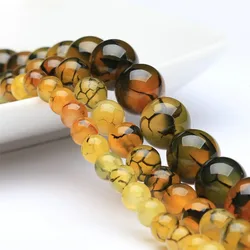 Mm Round Natural Yellow Dragon Agates Stone Beads DIY Bracelet Necklace Accessories Loose Beads Jewelry Bead