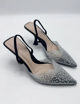 Women's Juliana Pointed Toe Pearl Embellished Court Shoes in Black Size: 3 - Black - Size: 3 - Miss Diva - FashionsVida
