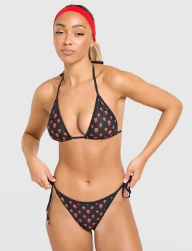 Strawberry Charm Bikini Top - Damen, Schwarz - female - Size: L - Unlike Humans - FashionsVida
