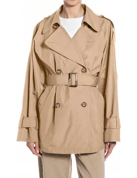 Gabardina de mujer de algodón corta - Replay - FashionsVida