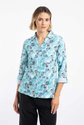 Syona Womens Double Cloth Printed Shirt - - Size: 8