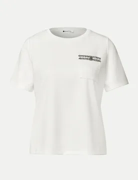 T-Shirt mit Brusttasche Weiß 38 - Street One - FashionsVida