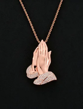 NUOYA Luxury Jewelry Iced Out Pray Gesture Pendant Rose Gold Plated Micro Pave CZ Hip Hop Praying Hands Pendant Jewelry - Aliexpress - FashionsVida