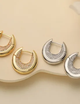 Fashionable Light Luxury Copper Plated 18K Gold Zircon U-Shaped Earrings for Women European and American Niche High-End Personal - Aliexpress - FashionsVida