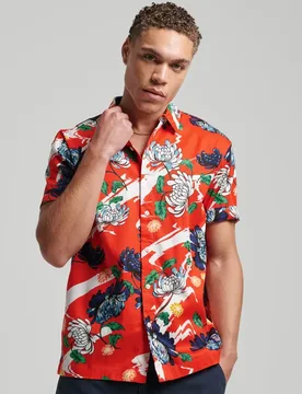 Camicia A Maniche Corte Vintage Hawaiian Aya Burnt Orange Floral XL - Superdry - FashionsVida