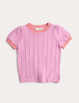 Pure Cotton Knitted Top (2-10 Yrs) Soft Magenta female - M&S - FashionsVida