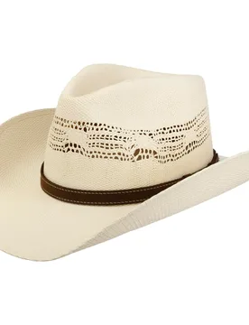 Western Vented Toyo Straw Hat by - cream white - Female - Size: XL (60-61 cm) - Stetson - FashionsVida