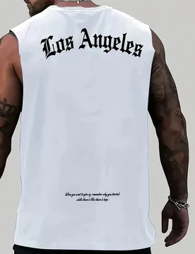 Men's summer casual sports loose Los Angeles letter dual sided printed comfortable and breathable round neck sleeveless vest - Aliexpress - FashionsVida