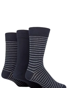 Mens 3 Pair SOCKSHOP 100% Recycled Fine Stripe Cotton Socks Navy 7-11 Mens - Blue - Size: 7-11 Mens - TORE - FashionsVida