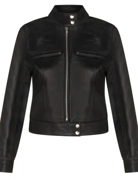 Women's Classic Leather Biker Jacket-Watford in Black Size: 24 - Black - Size: 24 - Infinity Leather - FashionsVida