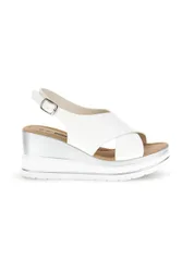 Sandali Bianchi con zeppa e fasce incrociate E423 37