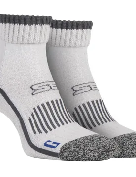 Mens Cotton Rich High Ankle Length Hiking Trekking Socks - Ecru - Size Uk 6.5-8 - Storm Bloc - FashionsVida