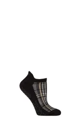 Women's 1 Pair Savvy Organic Cotton Low Rise Yoga Socks with Grip Classic Plaid Medium - Black - Size: Small