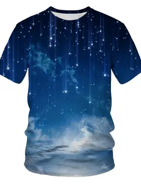 Summer Brilliant Star Pattern T-shirt Men's Fashion Universe Star Pattern T-shirt Children's Personality Hip Hop Print Thin Top - Aliexpress - FashionsVida
