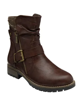 Women's Brown 'Jemma' Zip-Up Ankle Boots Size: 7 - Brown - Size: 7 - Lotus - FashionsVida