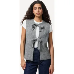 Jersey chaleco de punta y abertura de lazos de mujer