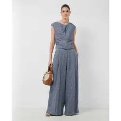 Pantalón de mujer ancho con pinzas lino