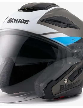 Casco Moto Jet JJ01 Doppia Visiera Grafica Nero Bianc taglia L - Blauer - FashionsVida