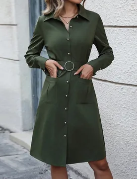 Vestido-camisa De Mujer Con Cinturón L - Shein - FashionsVida