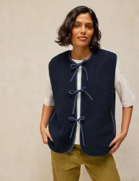 Borg Tie Front Gilet Navy female - White stuff - FashionsVida