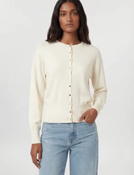 Women's Viscose Blend Knit Balloon Sleeve Cardigan Sweater in Ivory Size: XS - Ivory - Size: XS - Karen millen - FashionsVida
