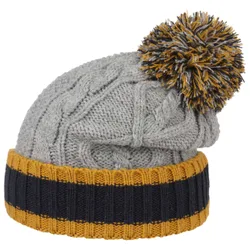 Tricolour Bobble Hat by - grey - Female - Size: One Size