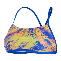 Womens Allover Abstract Patterned Bikini Top In Pink/yellow - Size 26 Uk