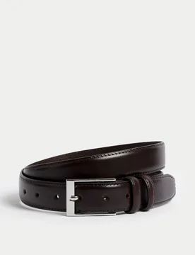M&S Leather Smart Belt Brown male - M&S - FashionsVida