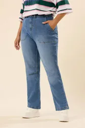 Women's Denim Barrel Jeans in Mid Blue Size: 14 - Mid Blue - Size: 14