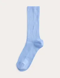 Cotton Rich Embellished Ribbed Crew Socks Blue female