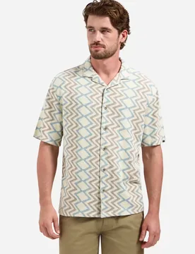 Shirt Short Sleeve Jacquard Zigzag ale - M - FashionsVida