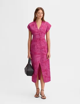 Vestido midi cruzado con escote de pico - Simorra - FashionsVida