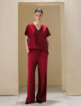 Pantalón ancho de mujer estilo pijamero - Woman El Corte Inglés - FashionsVida