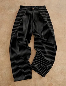 Pantalones largos casuales versátiles de rayas para uso diario y viajes para hombres L - Shein - FashionsVida