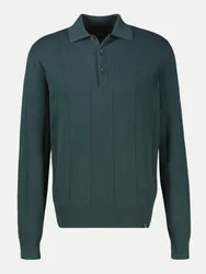 Langarm-Poloshirt in Strick-Optik Grün XL