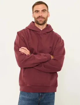 Pure Cotton Oversized Hoodie Plum male - Fatface - FashionsVida