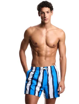 Pantaloncino Da Bagno Em000583_af206 Stripes French Blue M - Emporio armani - FashionsVida