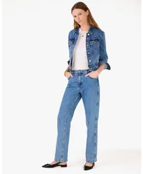 Womens Classic Denim Jacket - Dark Blue - Size Medium