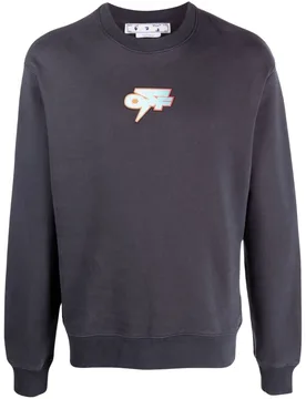 Mens Thunder Skate Fit Crewneck Navy Blue Sweatshirt Cotton - Size Small - OFF-WHITE - FashionsVida