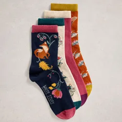 Womens Woodland Organic Ankle Socks - 4 Pairs