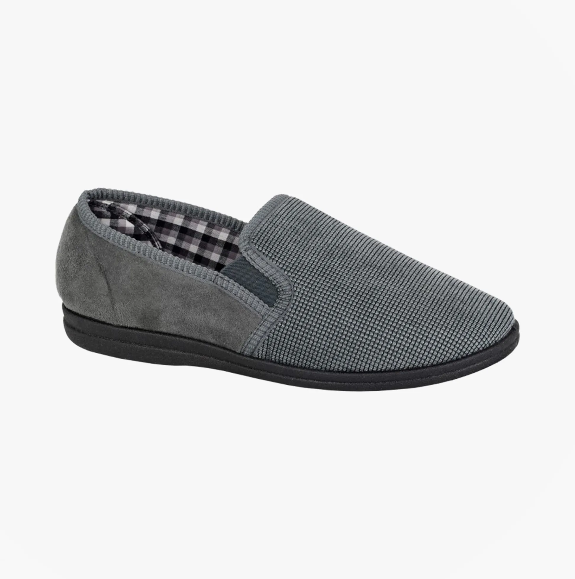 Harry Mens Full Slippers Grey Textile - Size Uk 12 - Sleepers - FashionsVida