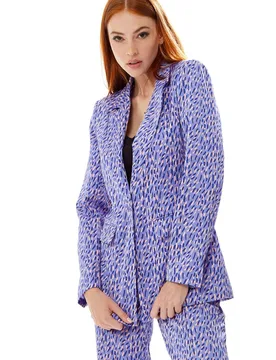 Women's Stroke Print Blazer in Purple Size: 12 - Purple - Size: 12 - Liquorish - FashionsVida