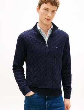 Classic Pure Cotton Half Zip Jumper Navy male - Tommy hilfiger - FashionsVida