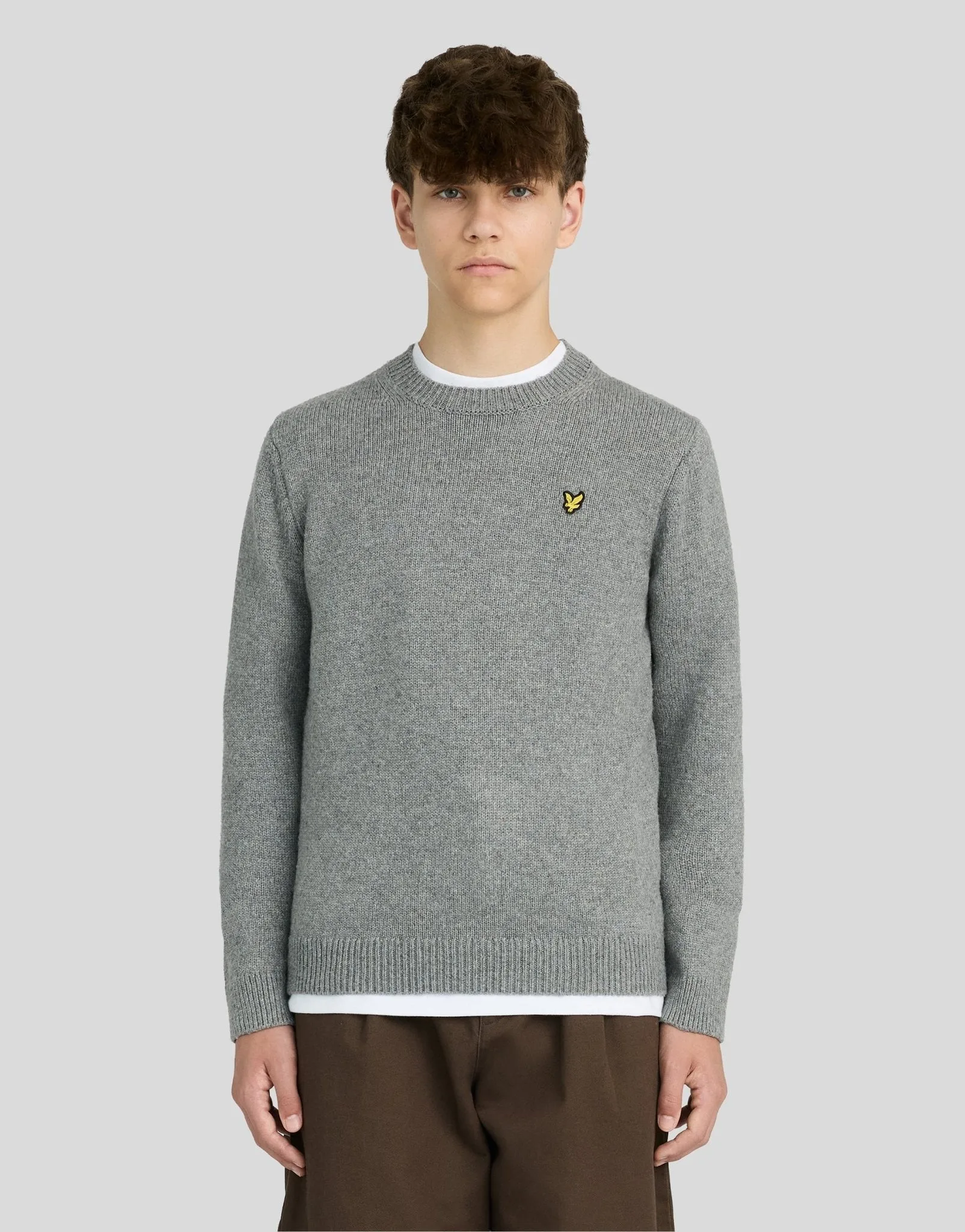 Kids Textured Crew Neck Jumper Mid Grey Marl - Lyle & Scott - FashionsVida