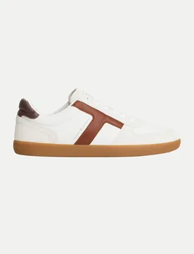 Ledersneaker TRIBECA mit Strukturmix Braun 46 - Tommy hilfiger - FashionsVida