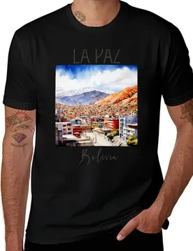 Watercolor Design of La Paz - Bolivia T-Shirt Construction Work Tee Shirt - Aliexpress - FashionsVida