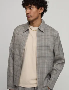 Herren Karierte Boxy-Fit Taillierte Koordinaten-Jacke Brown Größe XS - boohooMAN - FashionsVida