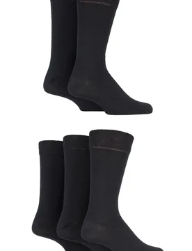 Pair Black Classic Everyday Plain Jacquard Cotton Socks Men's 6-11 Mens - - Black - Size: 6-11 Mens - Farah - FashionsVida