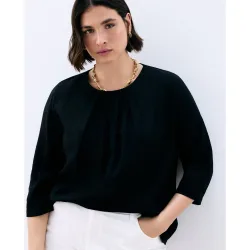 Blusa lisa de manga larga de mujer