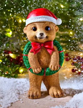 Dekofigur Erdmännchen mit Weihnachtskranz - Gainsborough - FashionsVida
